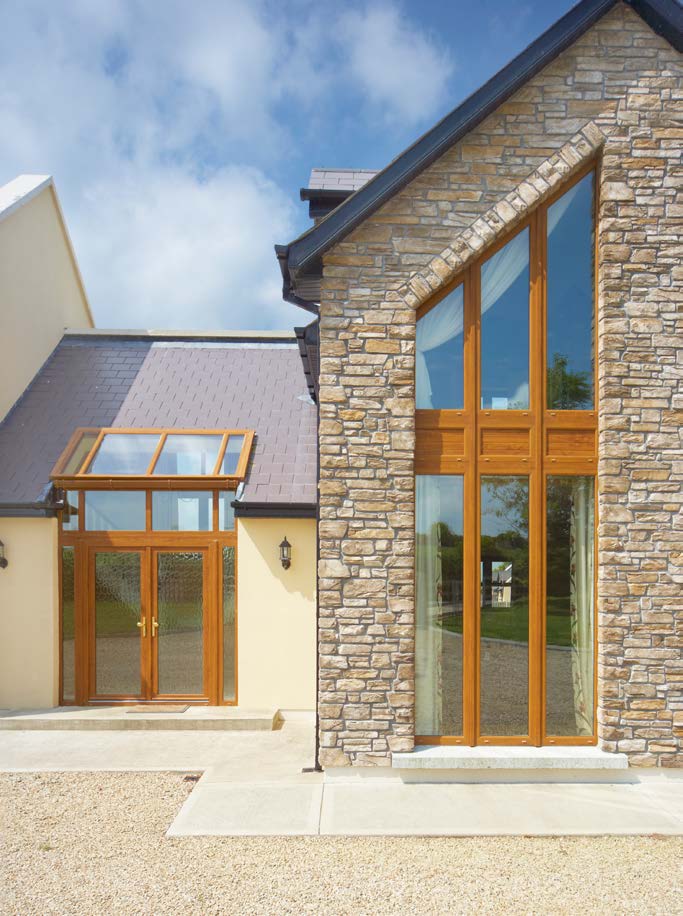 Tall linear windows in brown