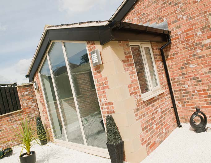Large glass windows in white